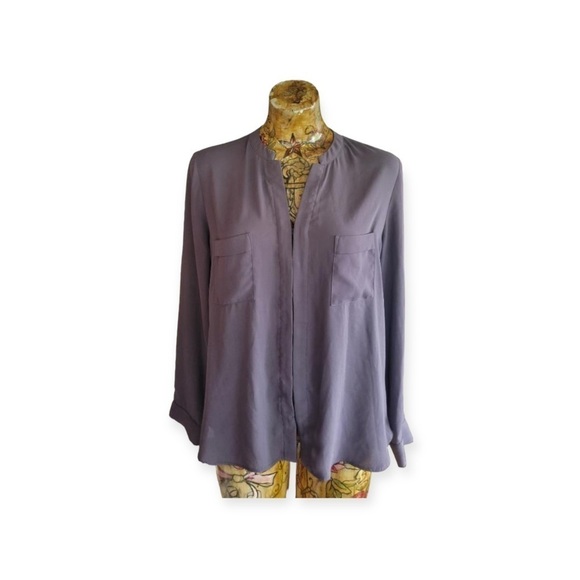 RO & DE top gray long sleeve blouse Medium - Picture 2 of 8
